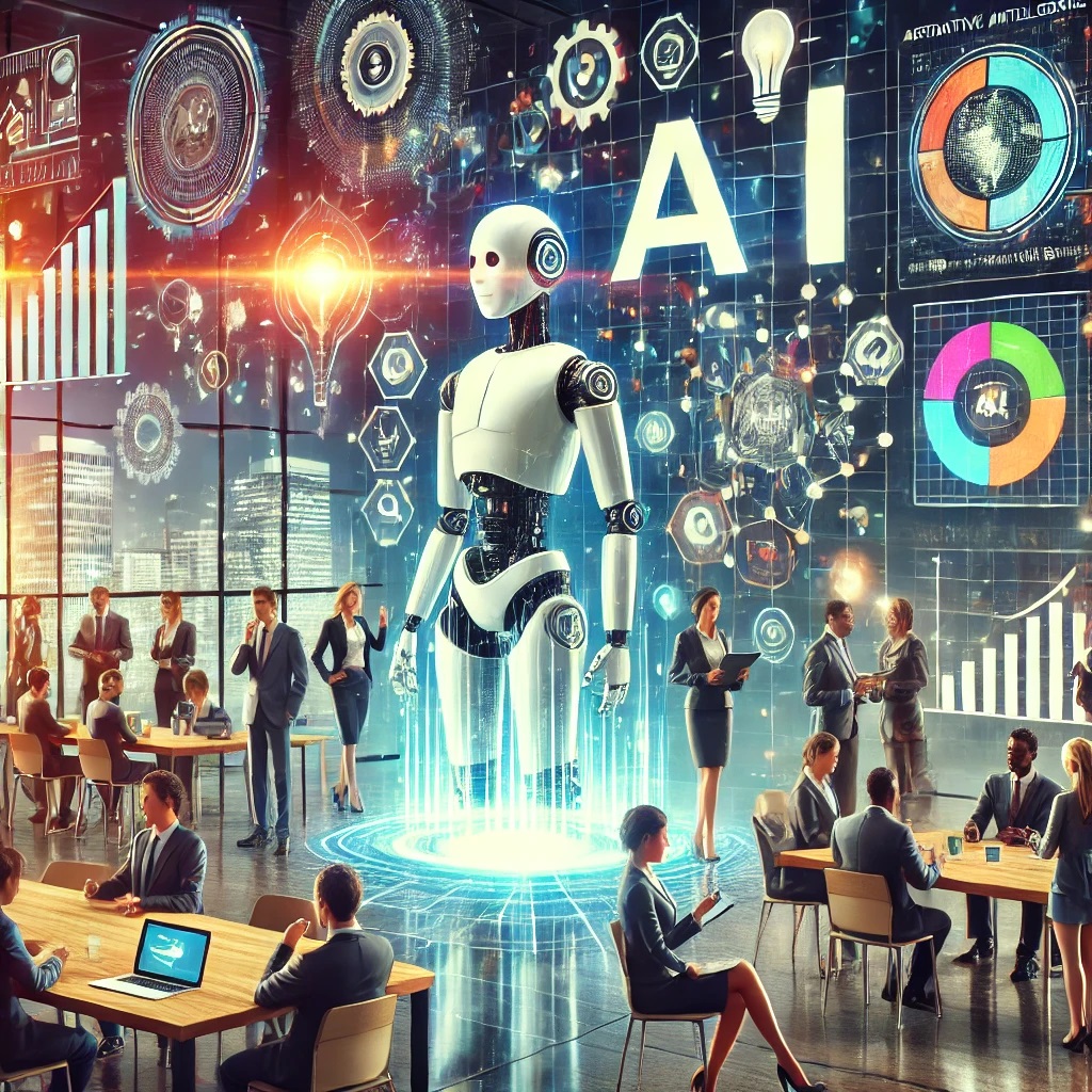 Robot con fondo con iniciales Inteligencia Artificial